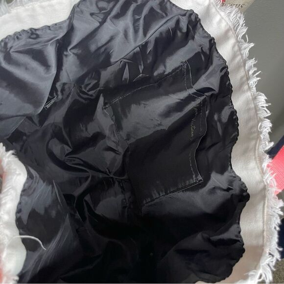 Victoria’s Secret Large Striped Lined Canvas Beach Tote Pink Orange White Gold - Picture 6 of 12